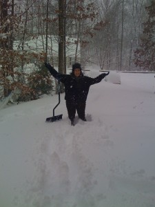 shoveling out and having fun on a big snow day