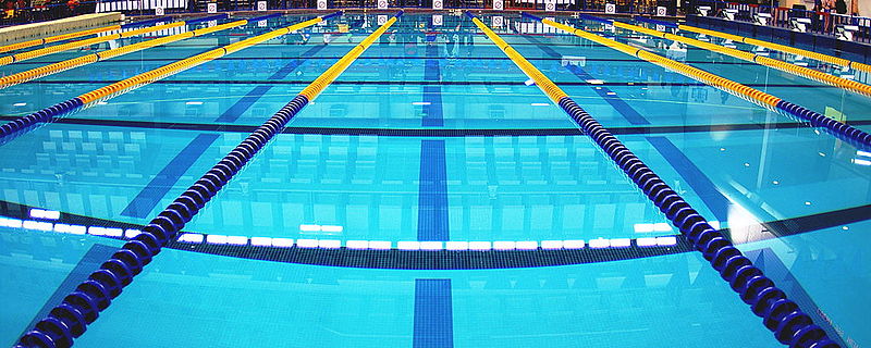 swimming pool with lane ropes and lines